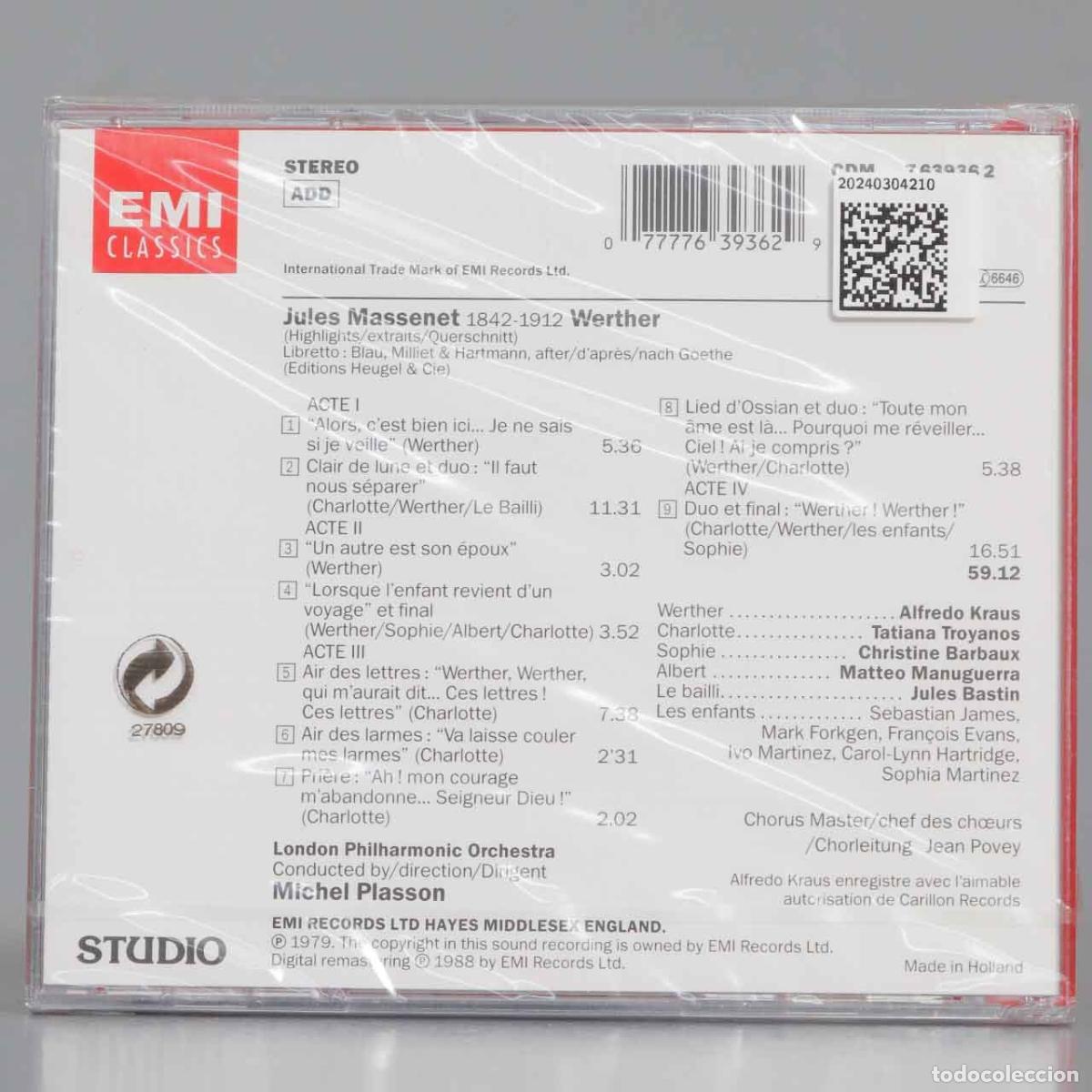CDs de m&uacute;sica: CD. Plasson &ndash; Werther (Extraits). PRECINTADO - Foto 2