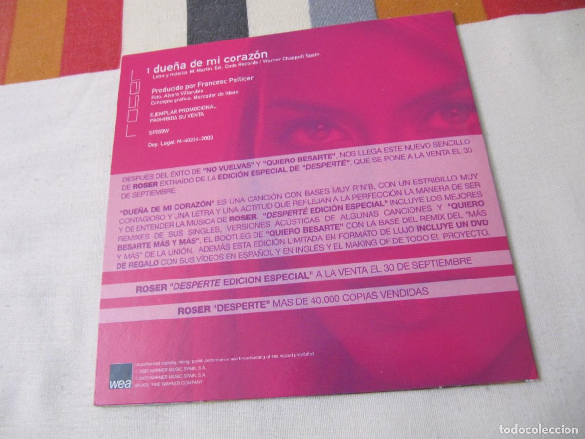 CDs de m&uacute;sica: ROSER - DUE&Ntilde;A DE MI CORAZON CD SINGLE - Foto 2