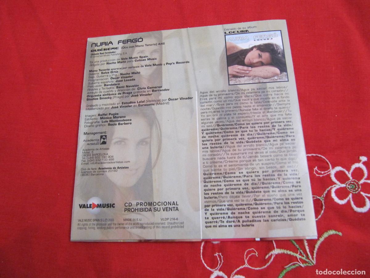 CDs de m&uacute;sica: NURIA FERGO. QUIEREME. - Foto 2
