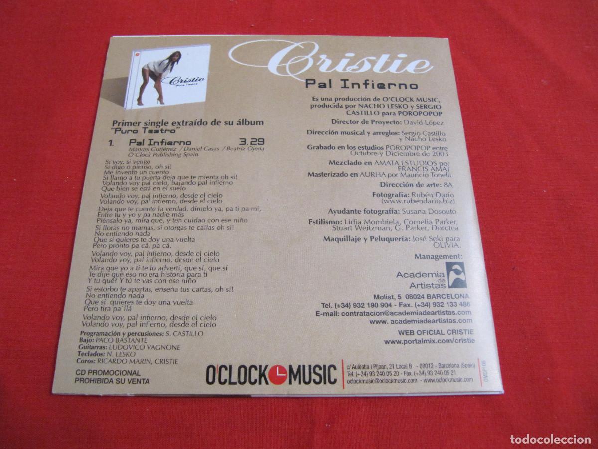 CDs de m&uacute;sica: Cristie &ndash; Pal Infierno - Foto 2