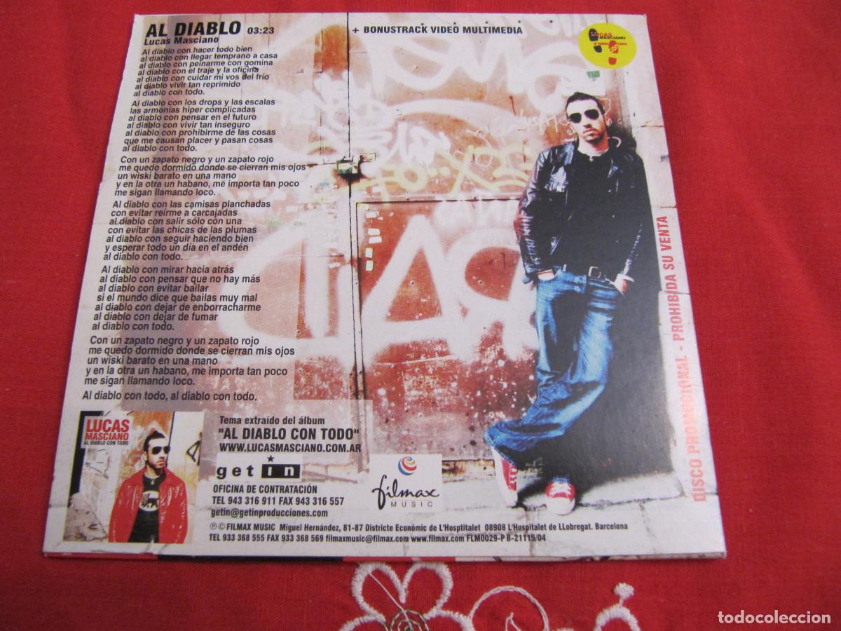 CDs de m&uacute;sica: CD SINGLE CADENA 100. LUCAS MASCIANO. AL DIABLO - Foto 2