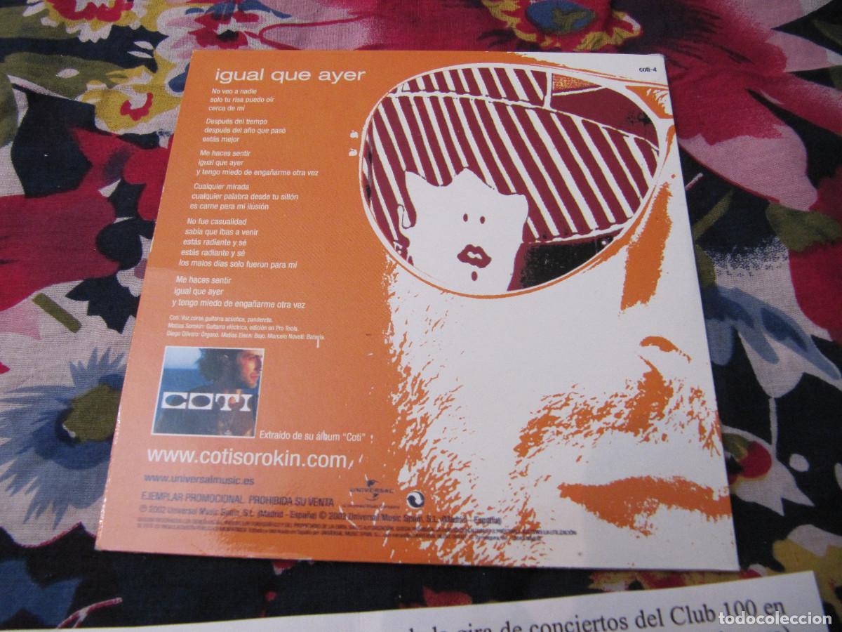 CDs de m&uacute;sica: Coti &ndash; Igual Que Ayer CD SINGLE CADENA 100 - Foto 2