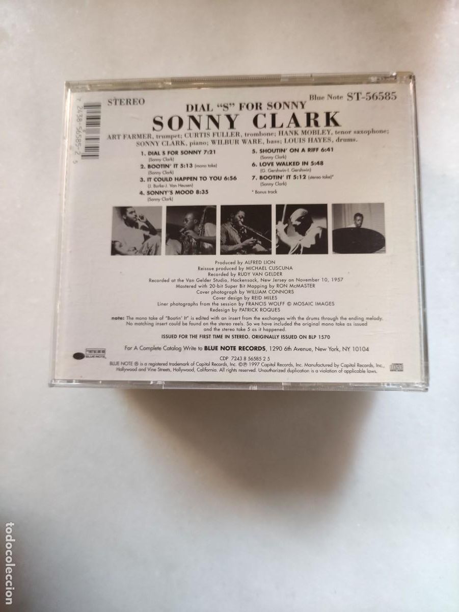 CDs de m&uacute;sica: SONNY CLARK. DIAL &rdquo;S&rdquo; FOR SONNY. BLUE NOTE - Foto 2