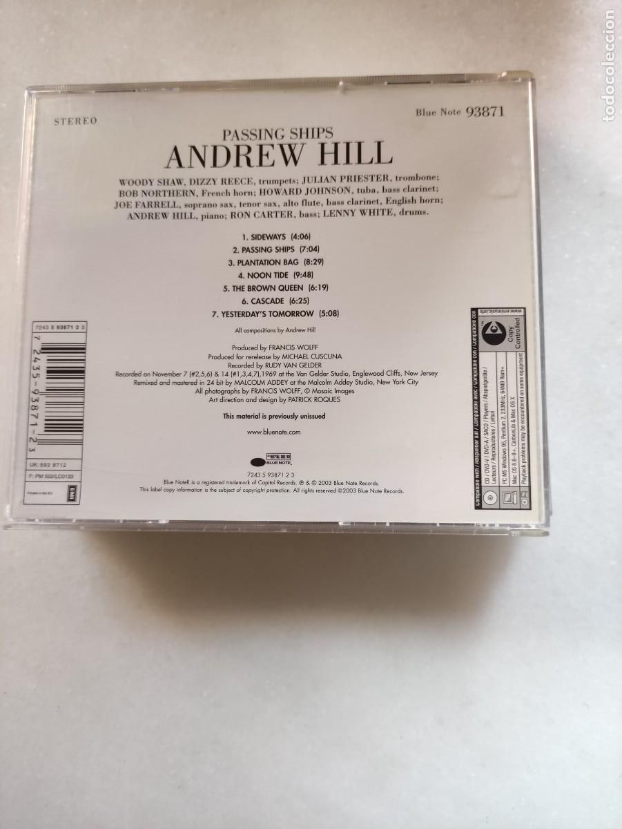 CDs de m&uacute;sica: ANDREW HILL. PASSING SHIPS. BLUE NOTE - Foto 2