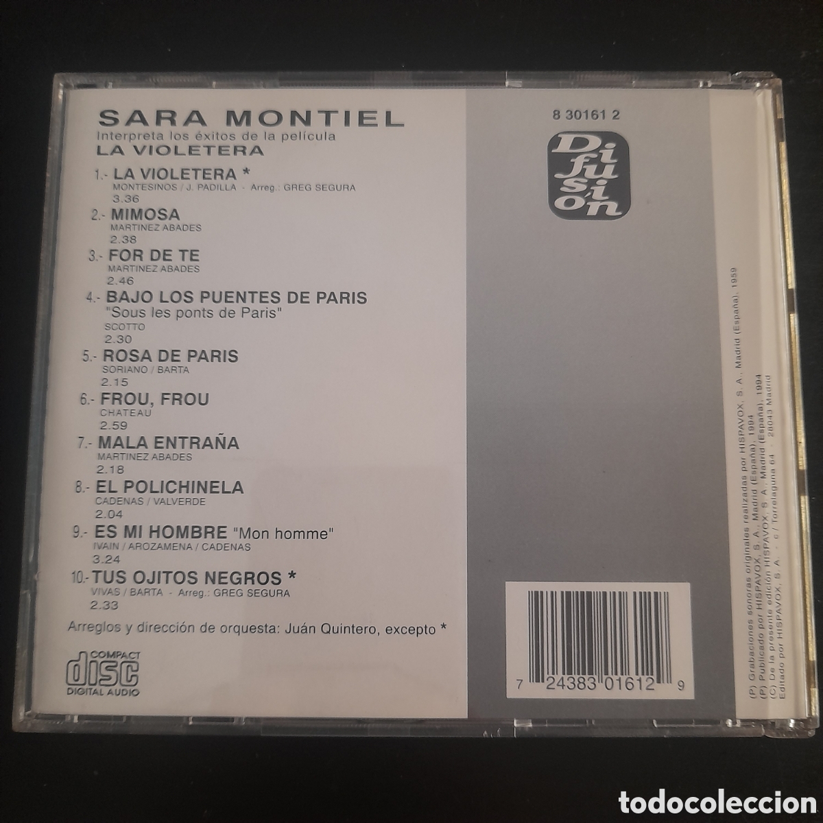 CDs de m&uacute;sica: Sara Montiel &ndash; La Violetera. CD Espa&ntilde;a 1994 - Foto 3