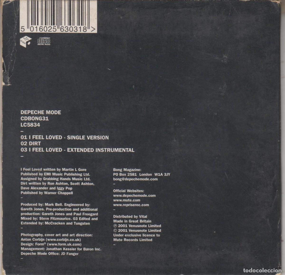 CDs de m&uacute;sica: Depeche Mode cd single I feel loved 2001 UK Cd Bong 31 - Foto 2