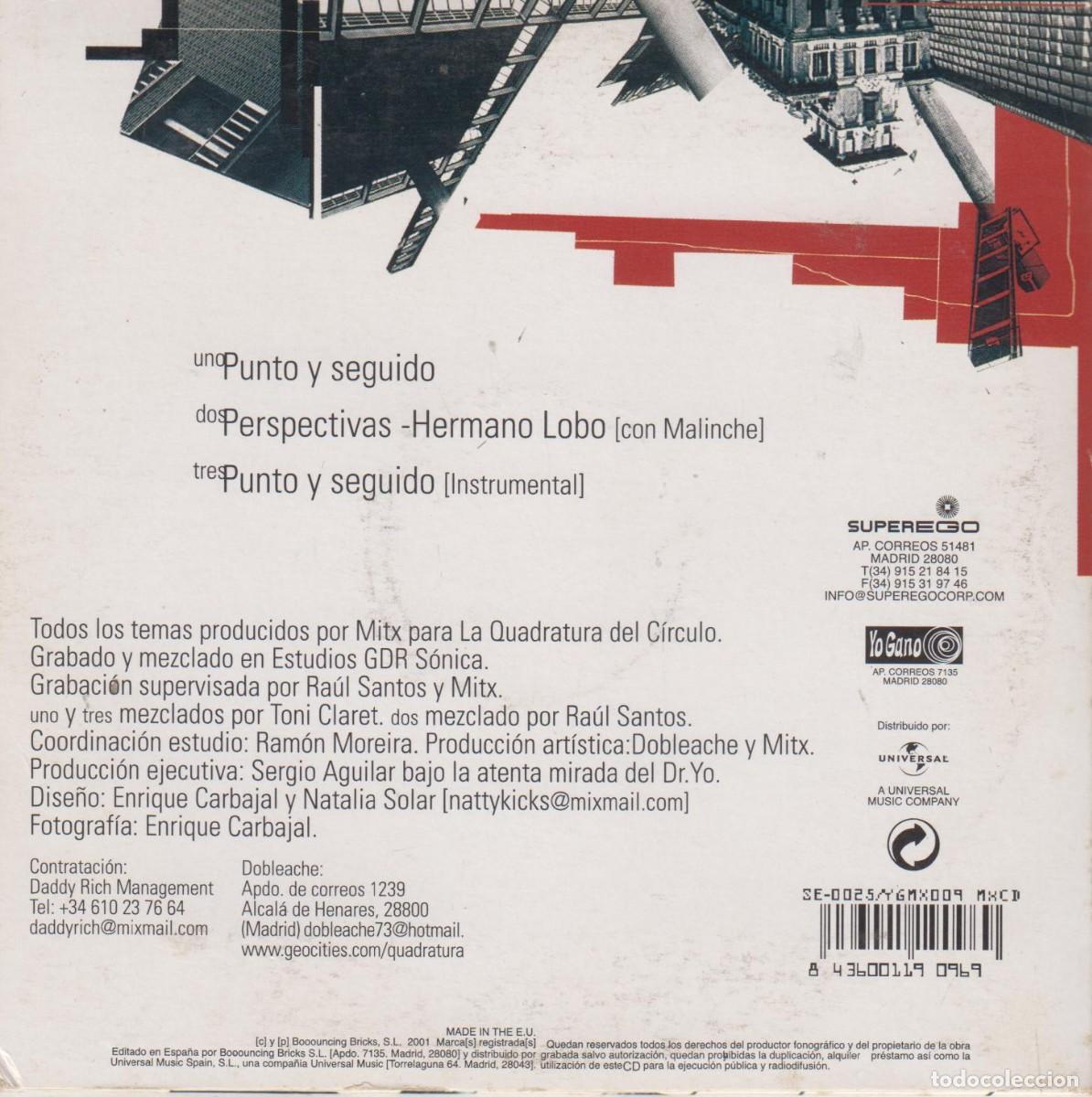 CDs de m&uacute;sica: Dobleache &lrm;cd single Punto Y Seguido 2001 - Foto 2