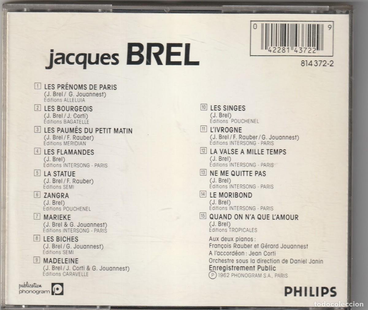CDs de m&uacute;sica: JACQUES BREL - A LOLYMPIA 1962 (CD PHILIPS) - Foto 2