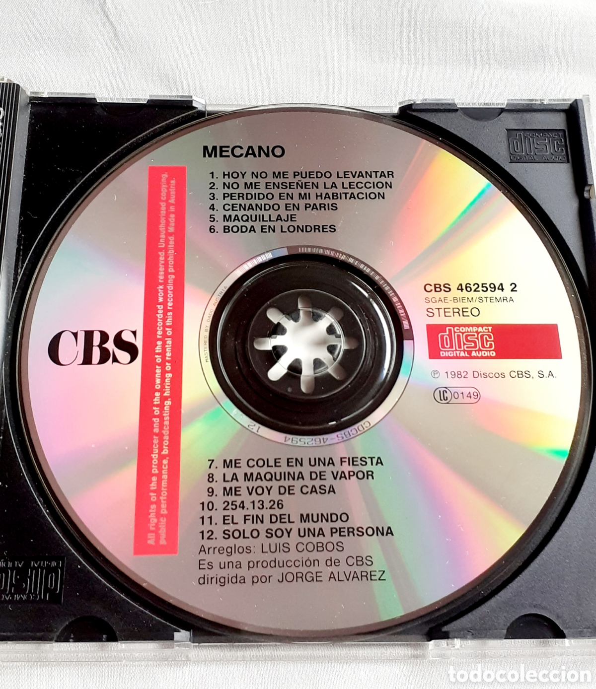 CDs de m&uacute;sica: Cd MECANO A&ntilde;o 1982 .CBS . - Foto 3