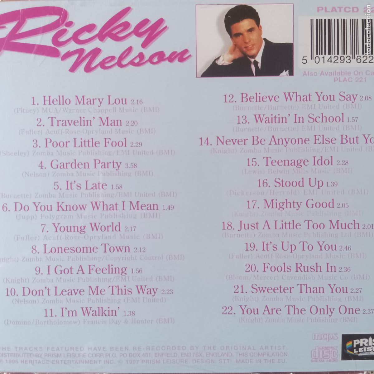 CDs de m&uacute;sica: RICKY NELSON, THE GREATEST HITS - Foto 2