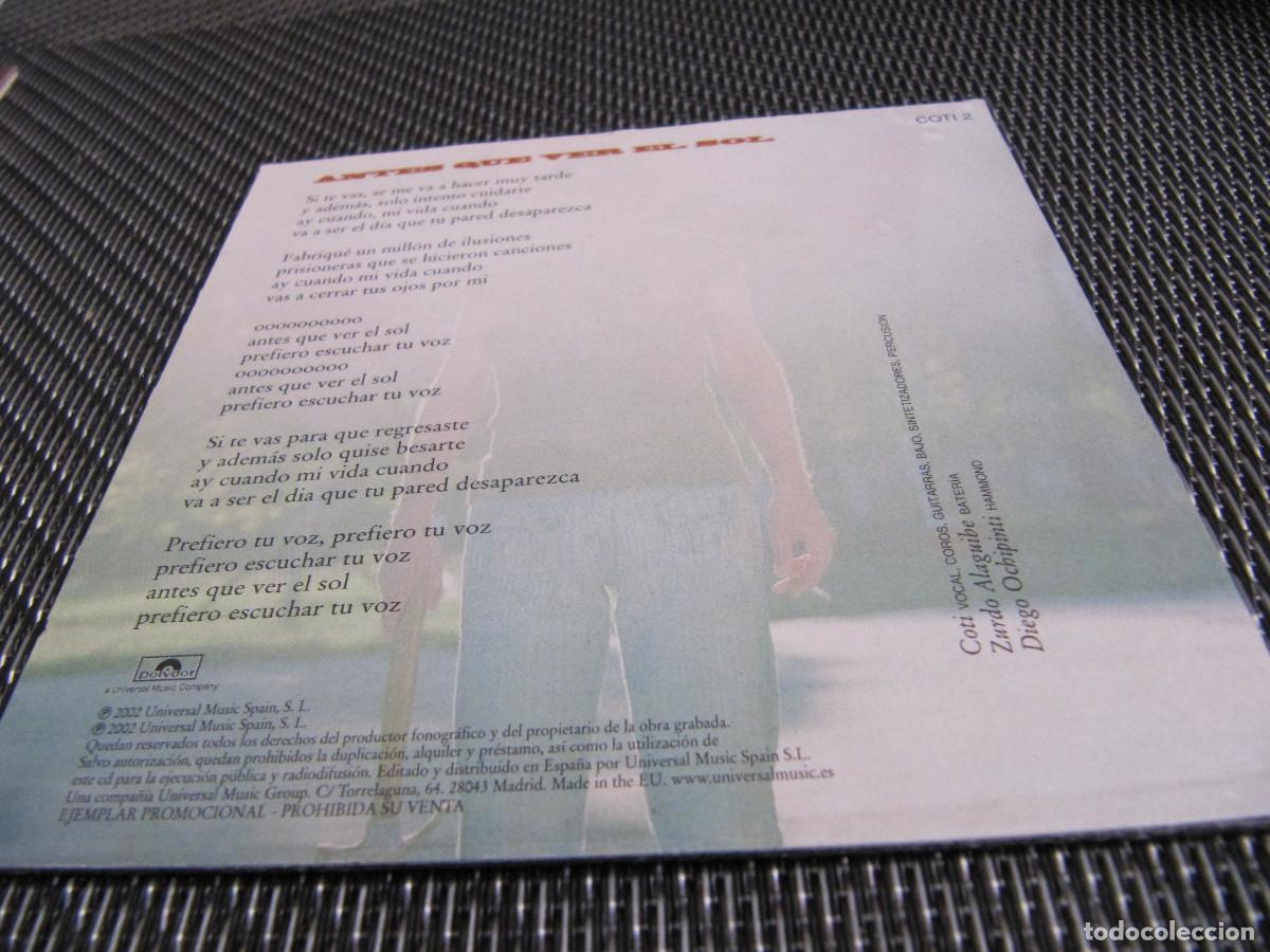 CDs de m&uacute;sica: ANTES QUE VER EL SOL . Coti ( CD SINGLE ) - Foto 2