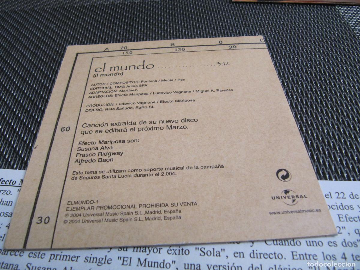 CDs de m&uacute;sica: EFECTO MARIPOSA. EL MUNDO. CD SINGLE CADENA 100 - Foto 2