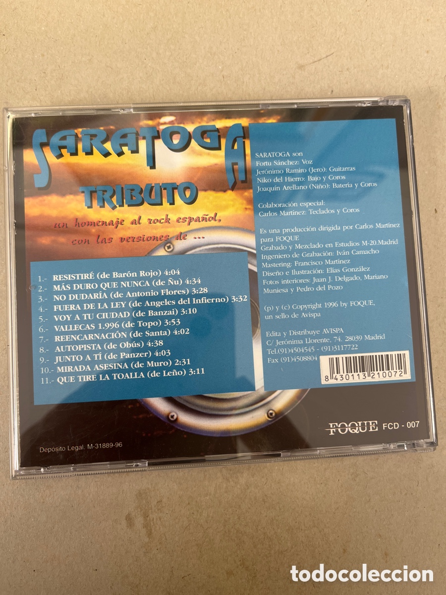 CDs de m&uacute;sica: SARATOGA - TRIBUTO - CD - Foto 2