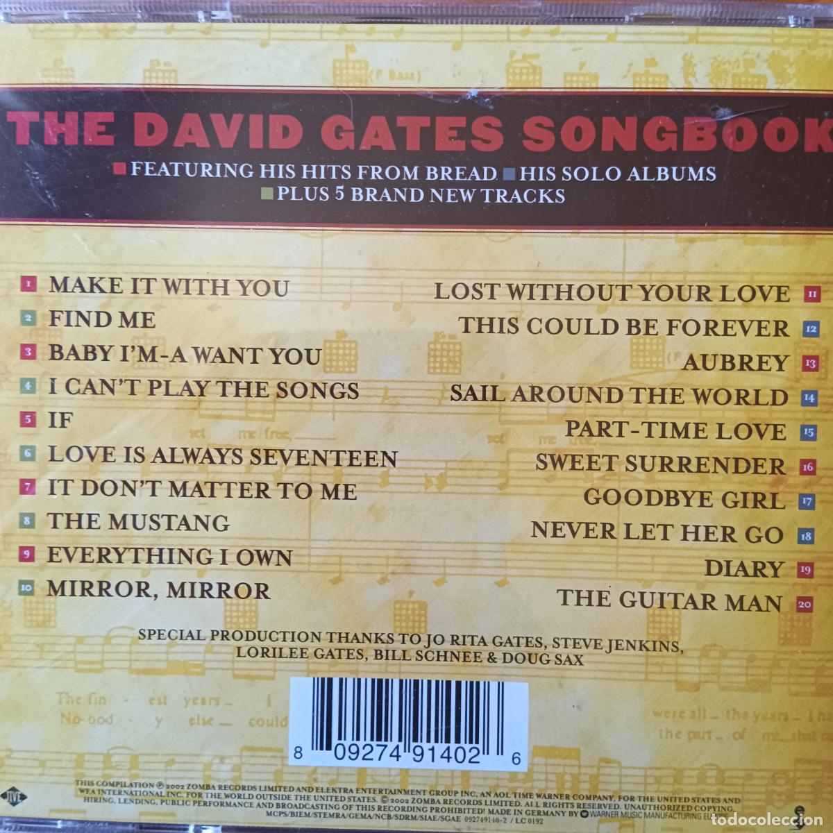 CDs de m&uacute;sica: THE DAVIS GATES SONGBOOK (BREAD). CD - Foto 2