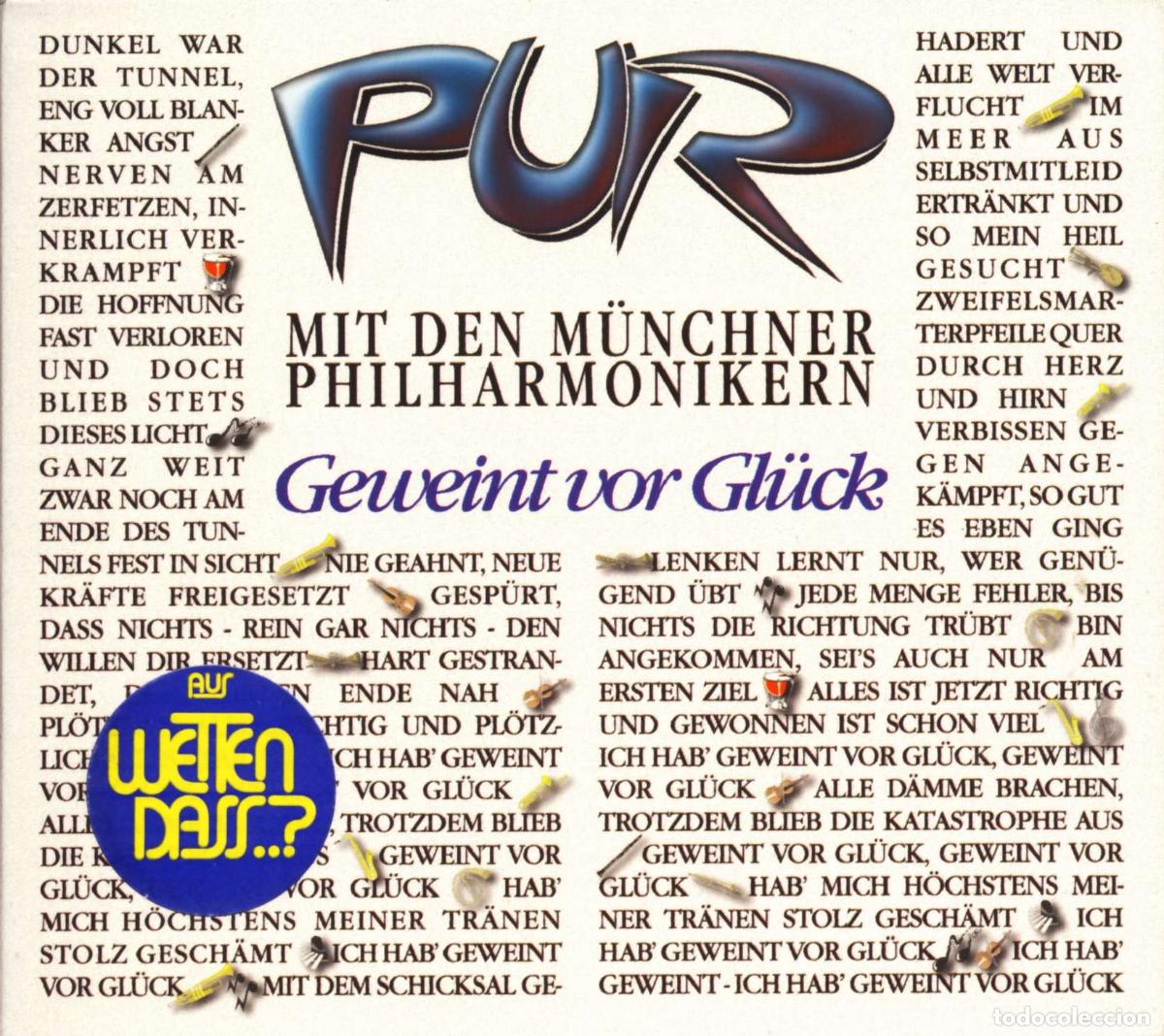 CDs de m&uacute;sica: Geweint Vor Gl&uuml;ck (CD Single) - Pur & M&uuml;nchner Philharmoniker - Foto 1