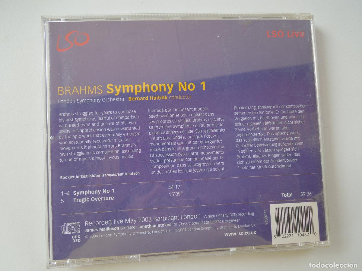 CDs de m&uacute;sica: BRAHMS -SYMPHONY N&ordm; 1 - BERNARD HAITINK - CD - Foto 3