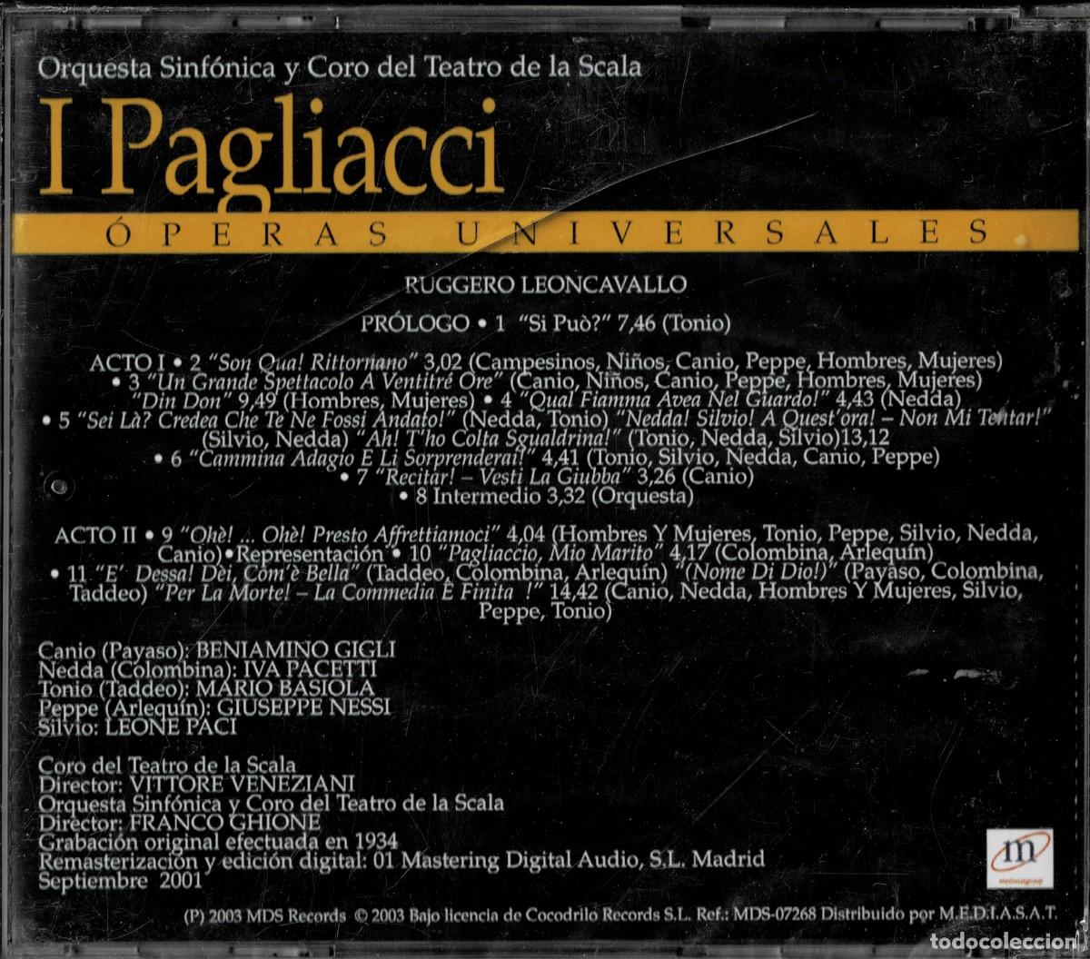 CDs de m&uacute;sica: I PAGLIACCI. CD-CLASICA-2602 - Foto 2