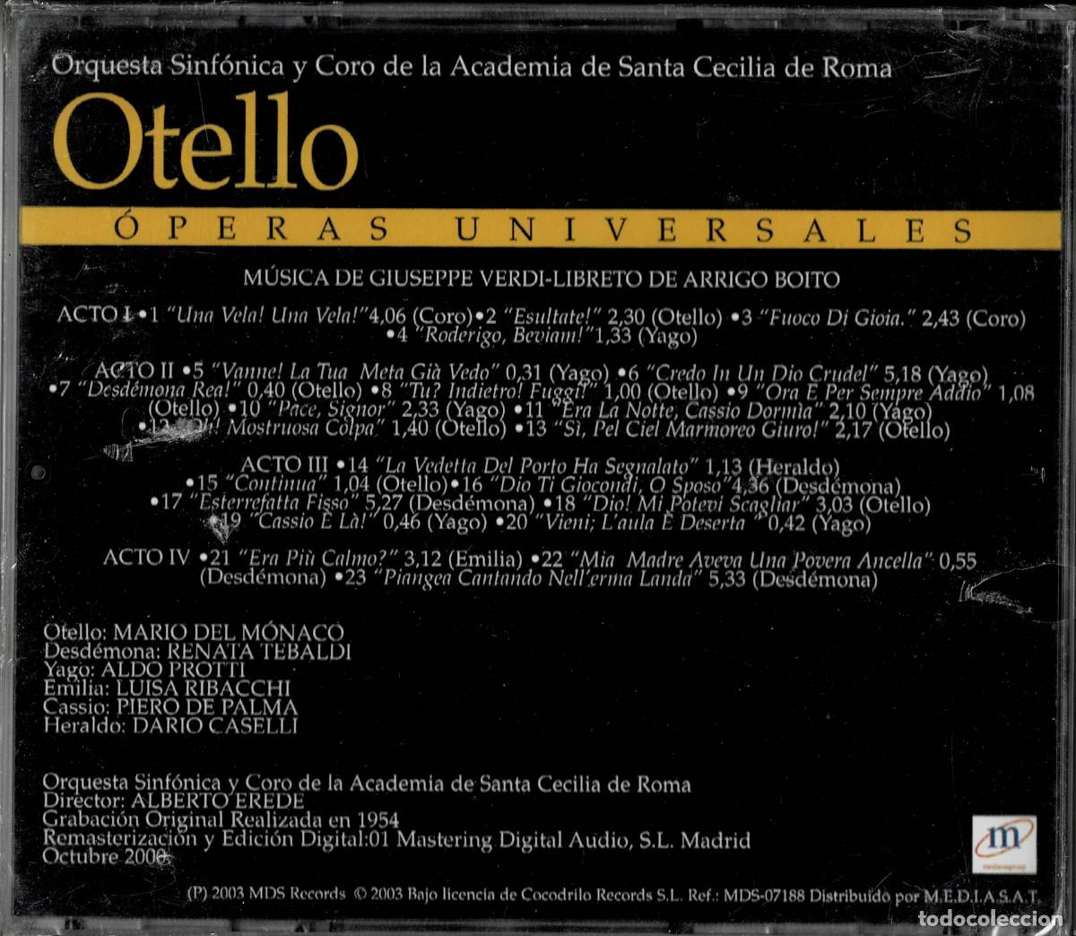 CDs de m&uacute;sica: OTELLO. CD-CLASICA-2605 - Foto 2