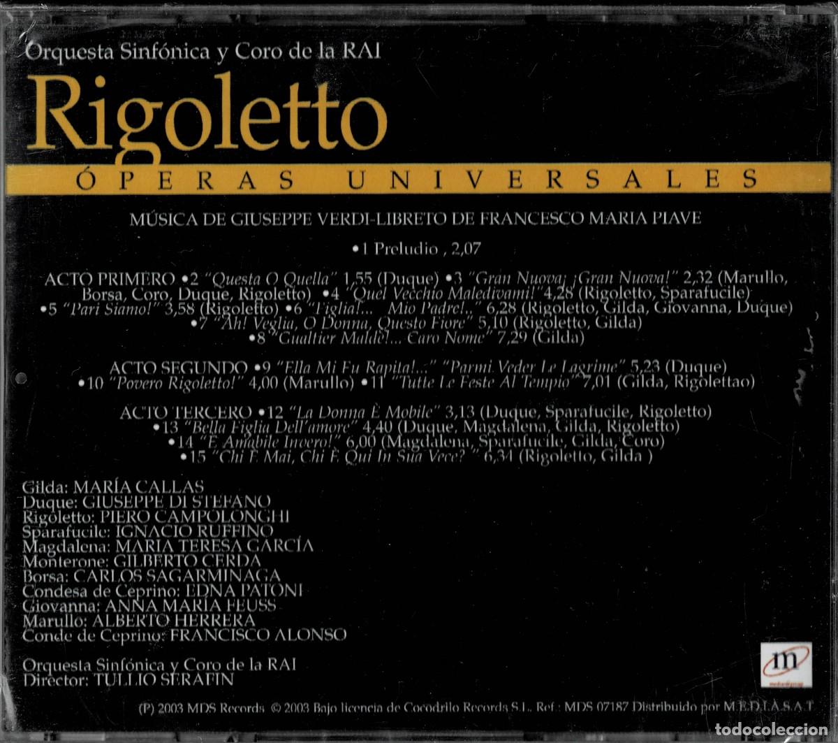 CDs de m&uacute;sica: RIGOLETTO. CD-CLASICA-2609 - Foto 2