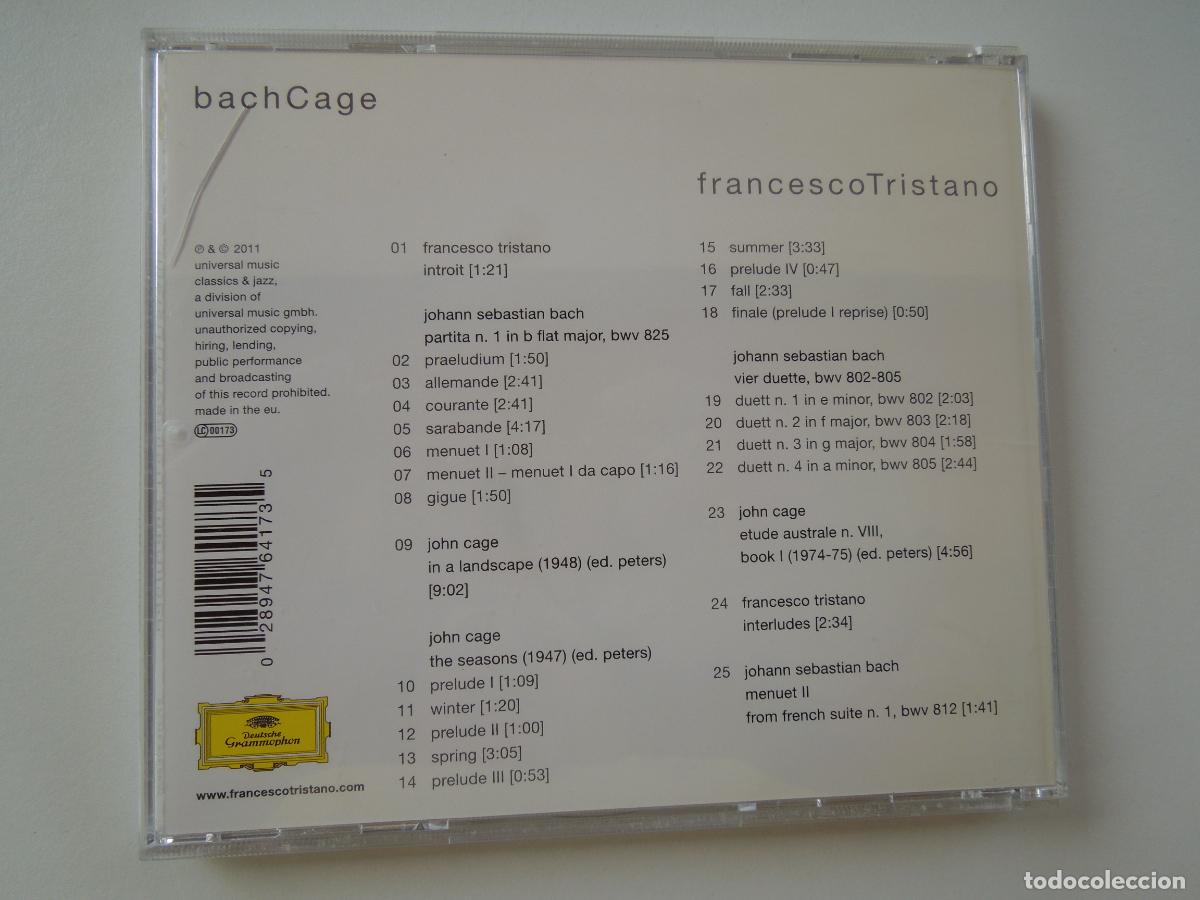 CDs de m&uacute;sica: BACHCAGE - FRANCESCO TRISTANO - CD - Foto 3