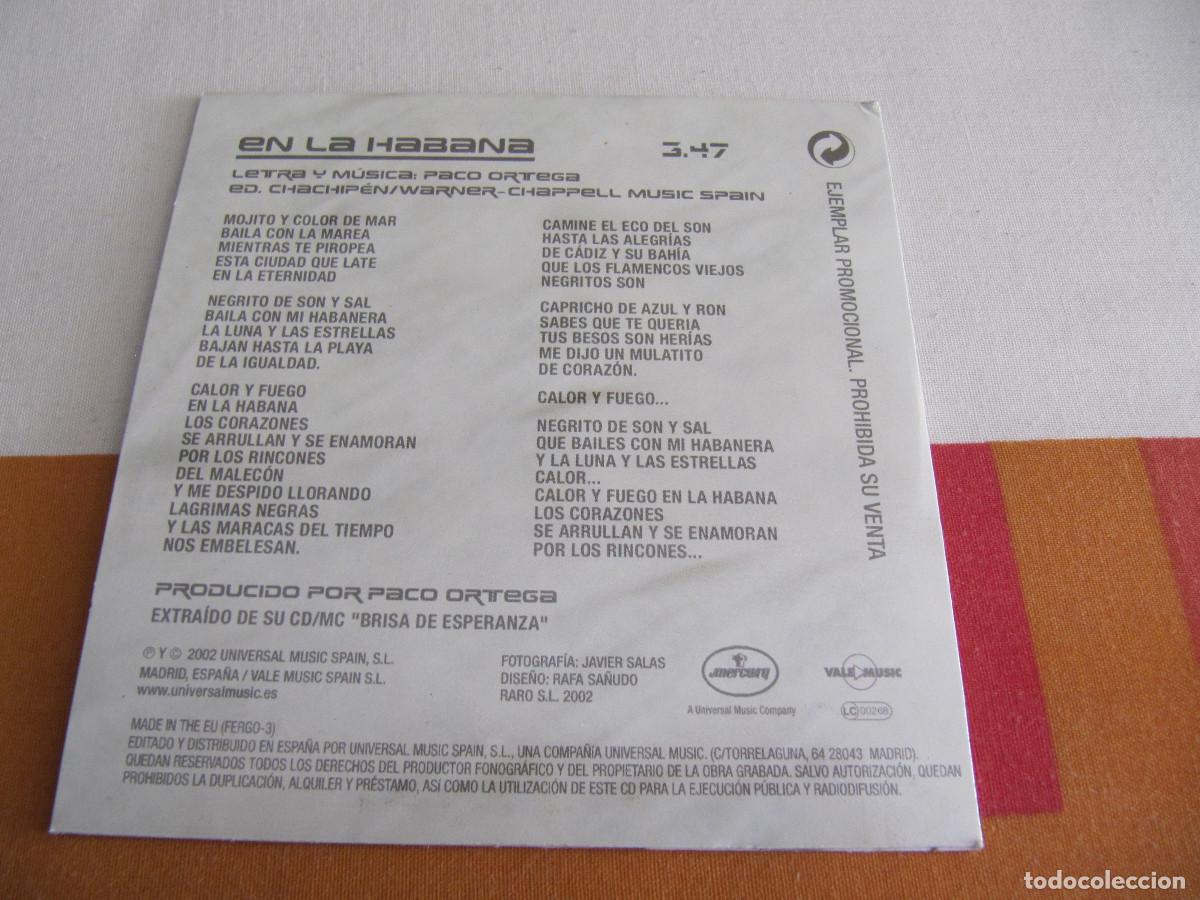 CDs de m&uacute;sica: NURIA FERGO - EN LA HABANA ( CD SINGLE) - Foto 2