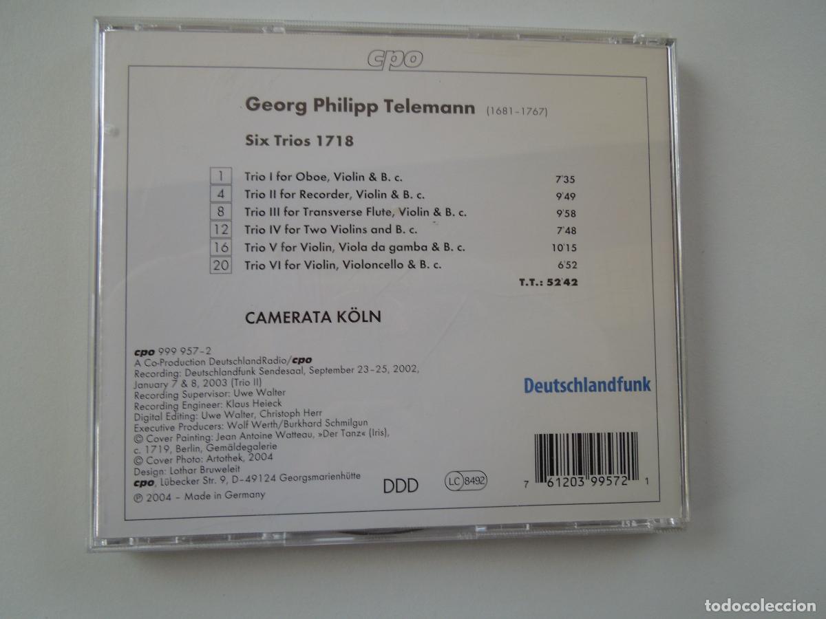 CDs de m&uacute;sica: TELEMANN -SIX TRIOS 1718 - CAMERATA K&Ouml;LN - CD - Foto 3