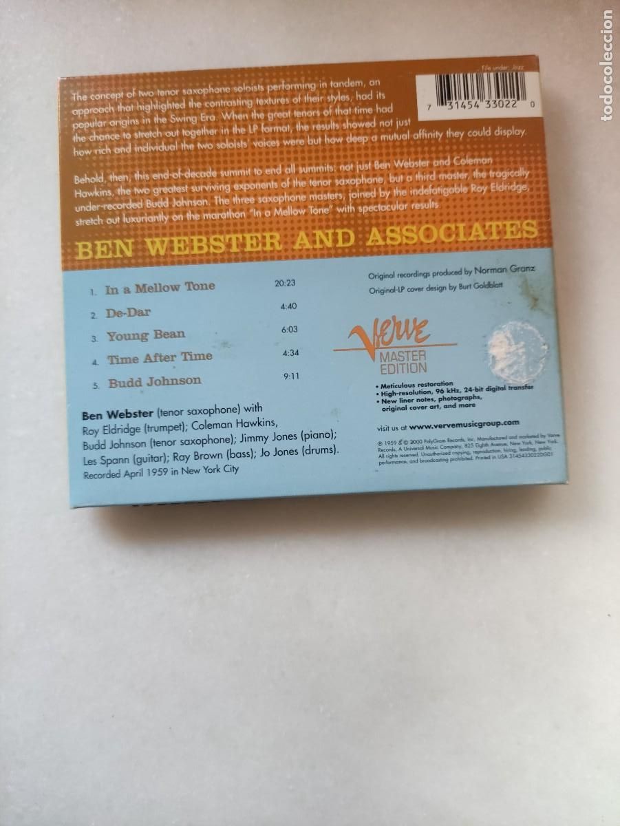 CDs de m&uacute;sica: BEN WEBSTER AND ASSOCIATES. digipack - Foto 2