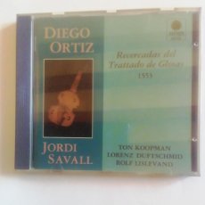 CDs de Música: DIEGO ORTIZ. RECERCADAS DEL TRATTADO DE GLOSAS. 1553. JORDI SAVALL. CD