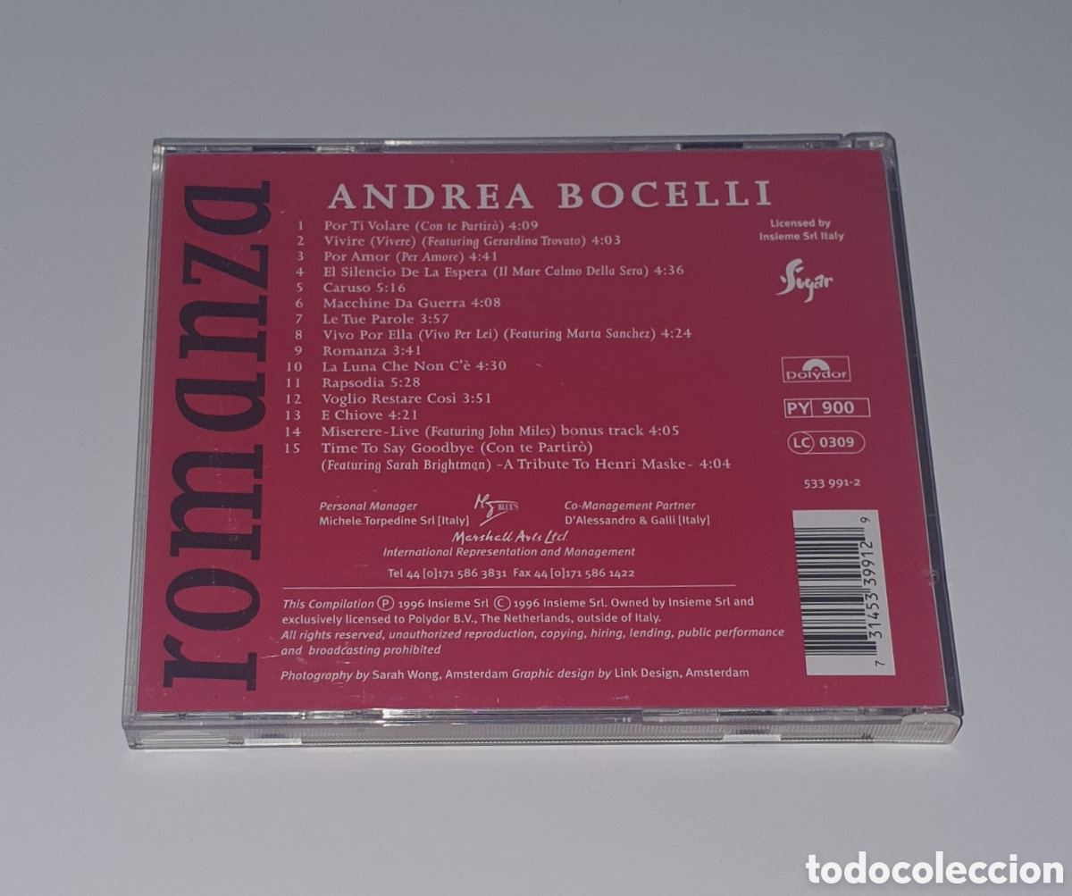 CDs de m&uacute;sica: ANDREA BOCELLI / CD 1996 GERMANY / ROMANZA - Foto 3