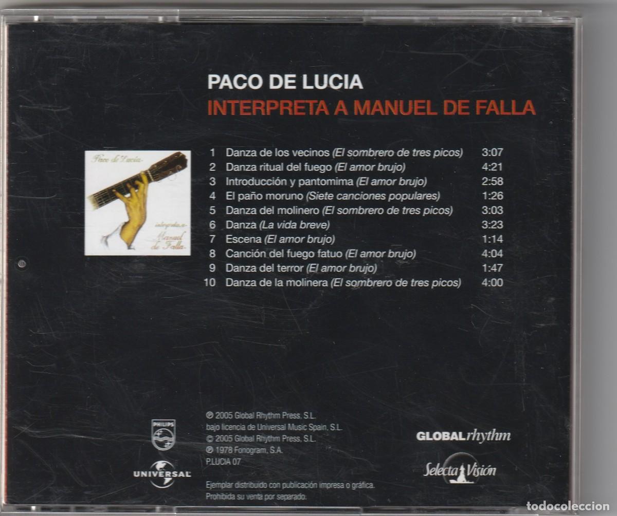CDs de m&uacute;sica: PACO DE LUCIA INTERPRETA A MANUEL DE FALLA (CD PHILIPS 2005) - Foto 2