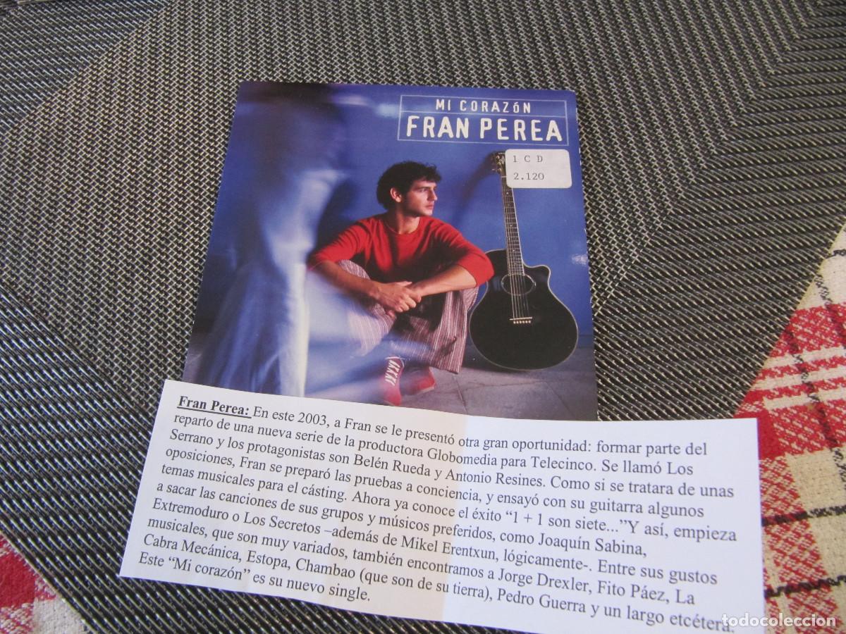 CDs de m&uacute;sica: FRAN PEREA - CD SINGLE CADENA 100 - MI CORAZON - Foto 1