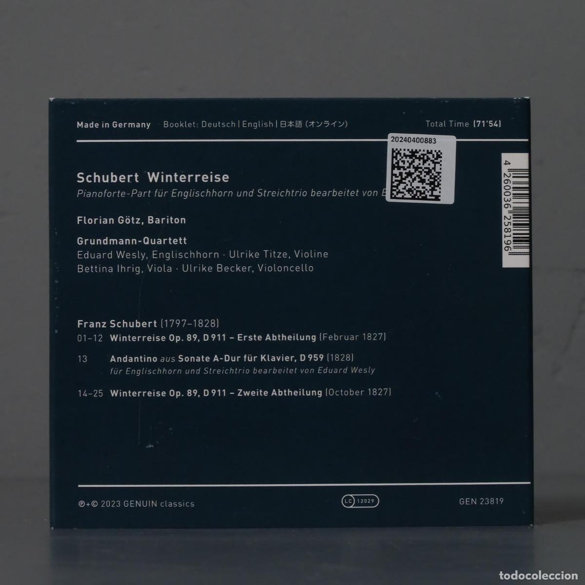 CDs de m&uacute;sica: CD. Schubert / Gotz / Grundmann-Quartett - Winterreise - Foto 2