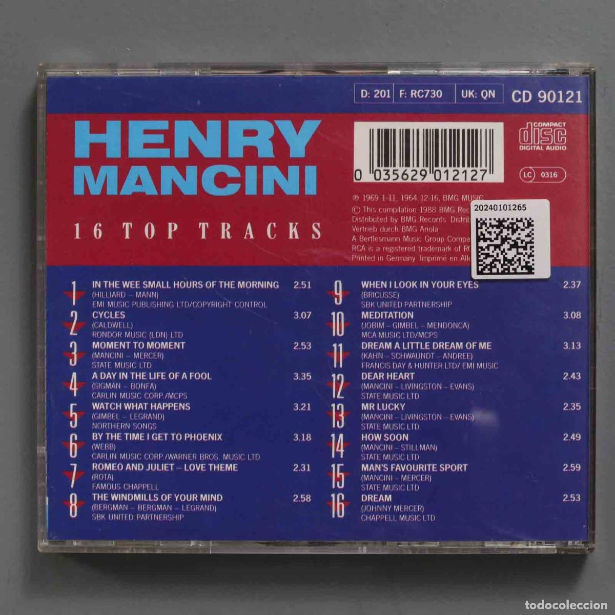 CDs de m&uacute;sica: CD. Henry Mancini &ndash; 16 Top Tracks - Foto 2