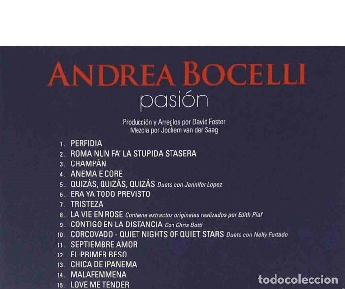 CDs de m&uacute;sica: Andrea Bocelli &ndash; Pasi&oacute;n - Precintado!! - Foto 2