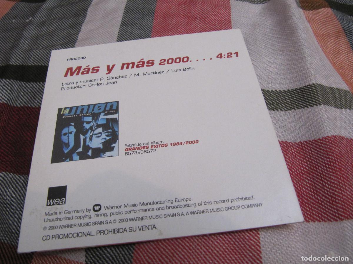 CDs de m&uacute;sica: LA UNI&Oacute;N: M&Aacute;S Y M&Aacute;S 2000. CD SINGLE - Foto 2