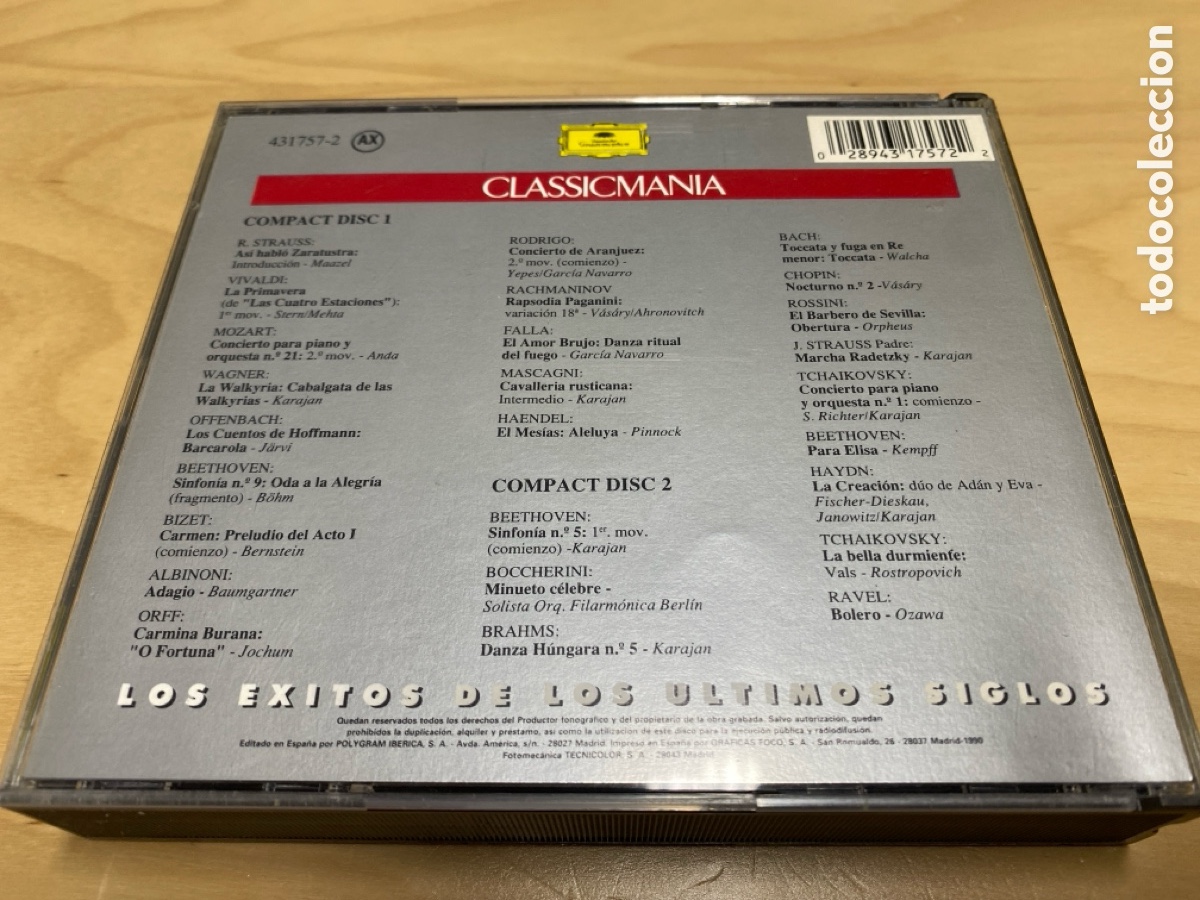 CDs de m&uacute;sica: Classic Man&iacute;a - Los &Eacute;xitos de los &uacute;ltimos siglos - Foto 2