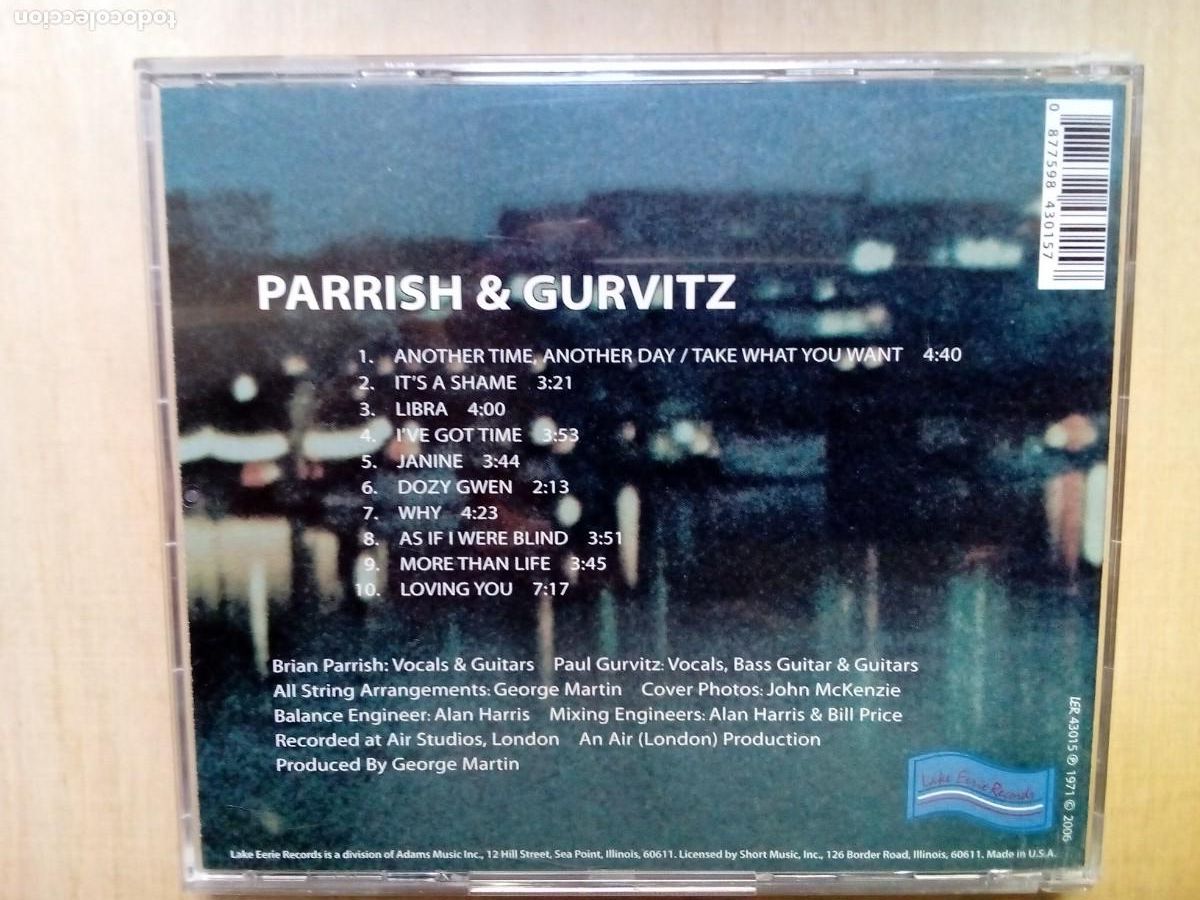 CDs de m&uacute;sica: Parrish & Gurvitz. Parrish & Gurvitz. CD rock UK - Foto 2
