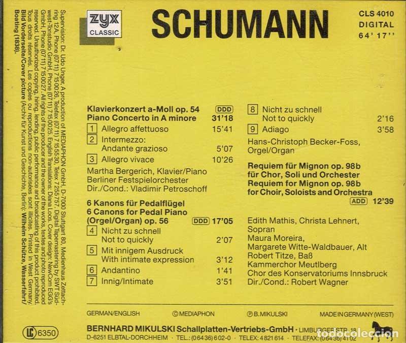 CDs de m&uacute;sica: Schumann - Piano Concerto. CD - Foto 2
