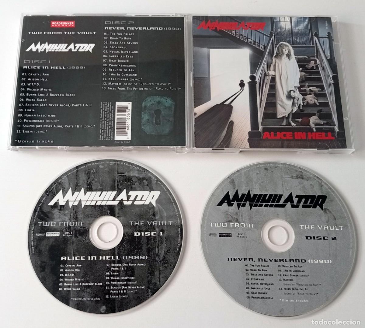 CDs de m&uacute;sica: CD ANNIHILATOR - ALICE IN HELL / NEVER, NEVERLAND (TWO FROM THE VAULT) - Foto 2