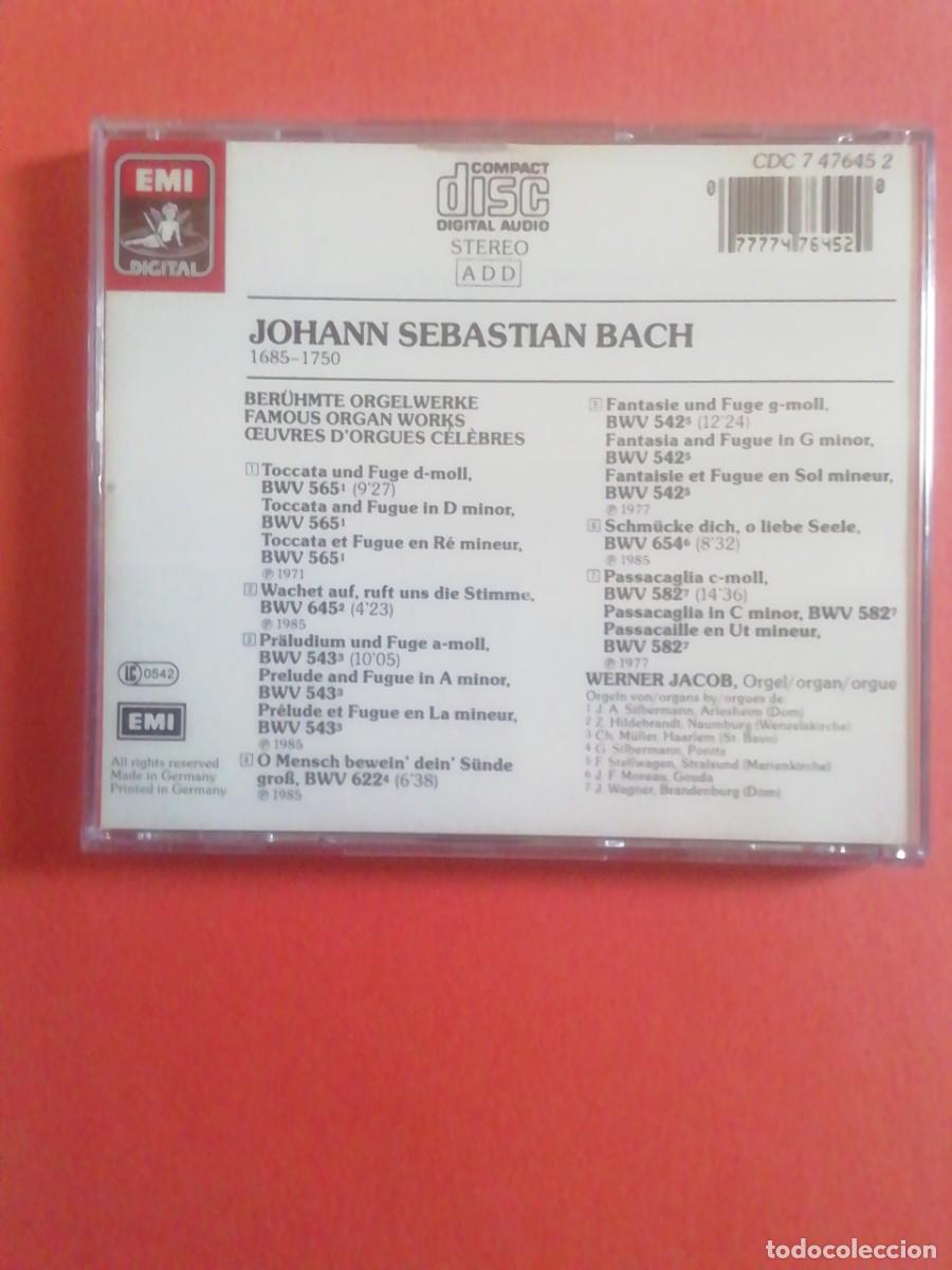 CDs de m&uacute;sica: BACH. BER&Uuml;HMTE ORGELST&Uuml;CKE. WERNER JACOB. CD - Foto 2
