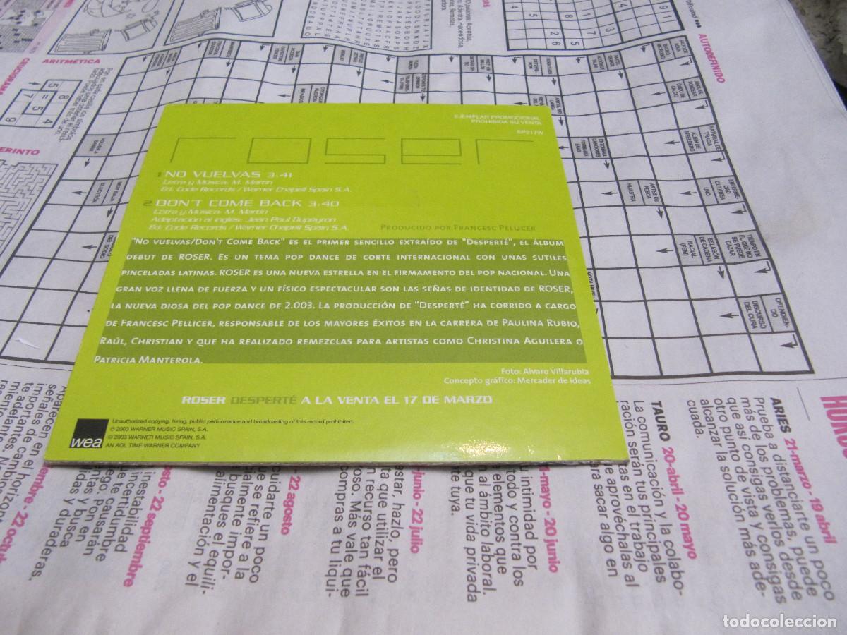 CDs de m&uacute;sica: ROSER - NO VUELVAS (CD SINGLE PROMO) - Foto 2