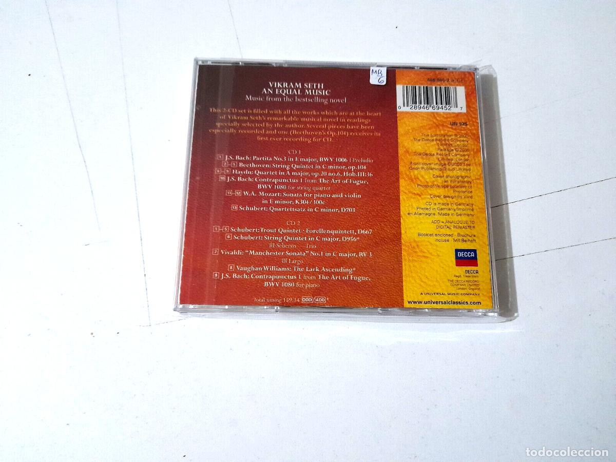 CDs de m&uacute;sica: VIKRAM SETH &rdquo;AN EQUAL MUSIC&rdquo; 2CD 22 TRACKS CD - Foto 2