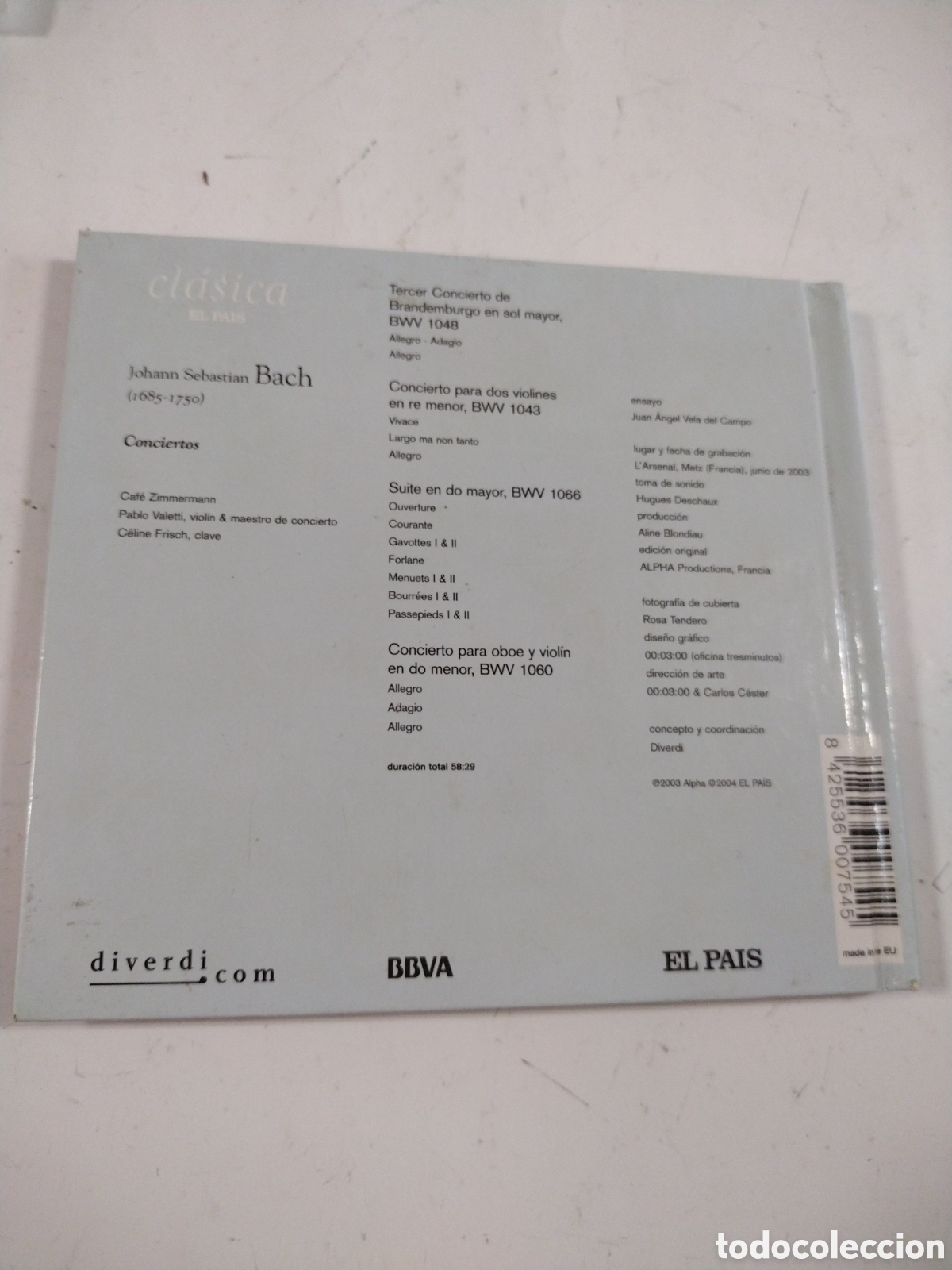 CDs de m&uacute;sica: BACH. CONCIERTOS. CD. El Pa&iacute;s n&ordm;1 - Foto 2