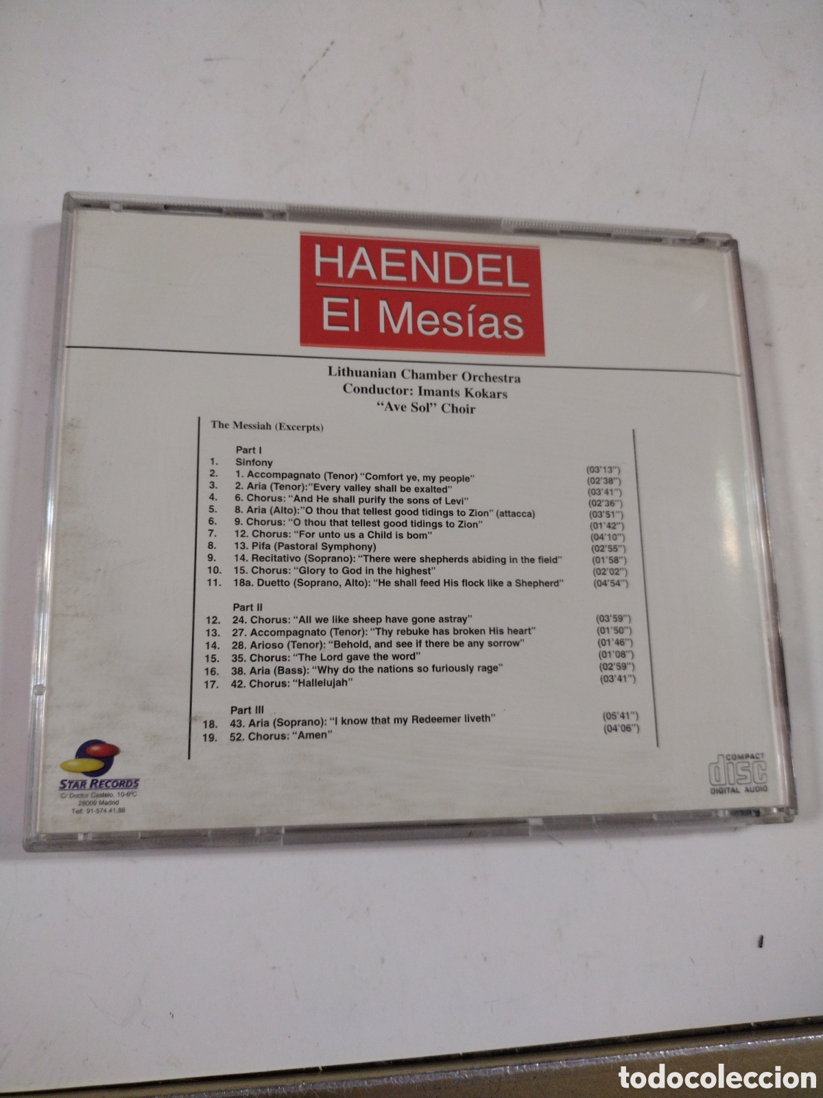 CDs de m&uacute;sica: HAENDEL EL MESIAS. CD - Foto 2