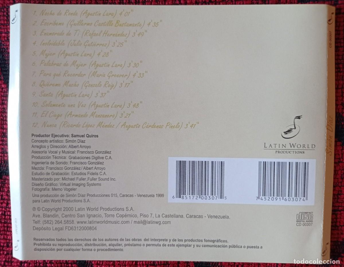 CDs de m&uacute;sica: SIMON DIAZ ** Amorosamente ** 2000 VENEZUELA CD - Foto 2