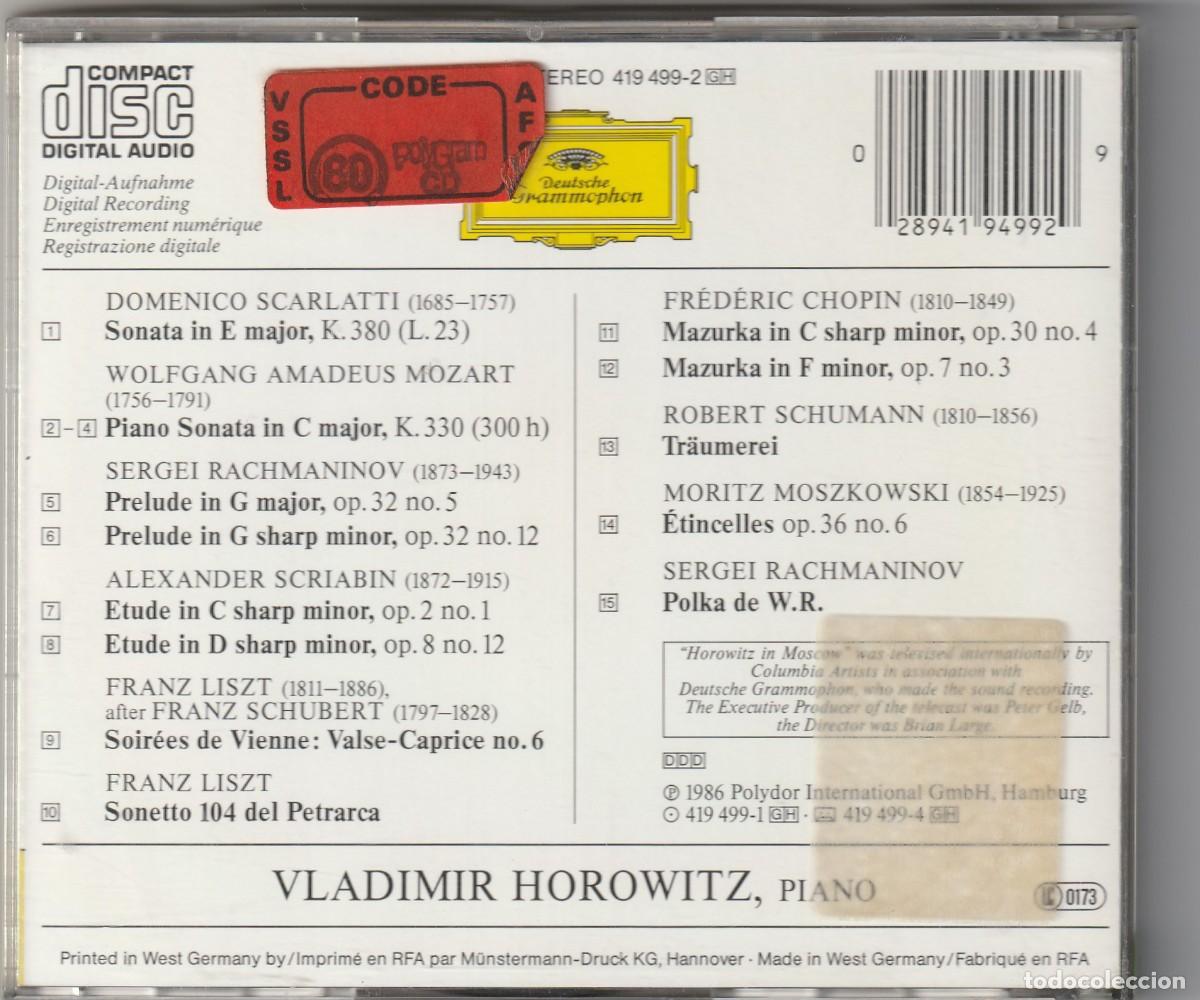 CDs de m&uacute;sica: HOROWITZ IN MOSCOW (CD DGG) - Foto 2