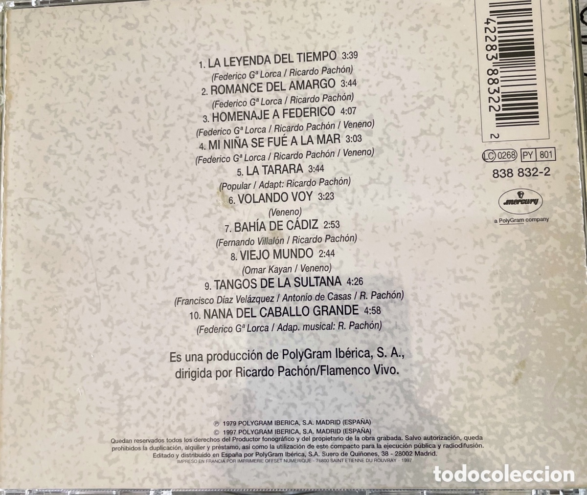 CDs de m&uacute;sica: Camar&oacute;n La leyenda del tiempo CD - Foto 2
