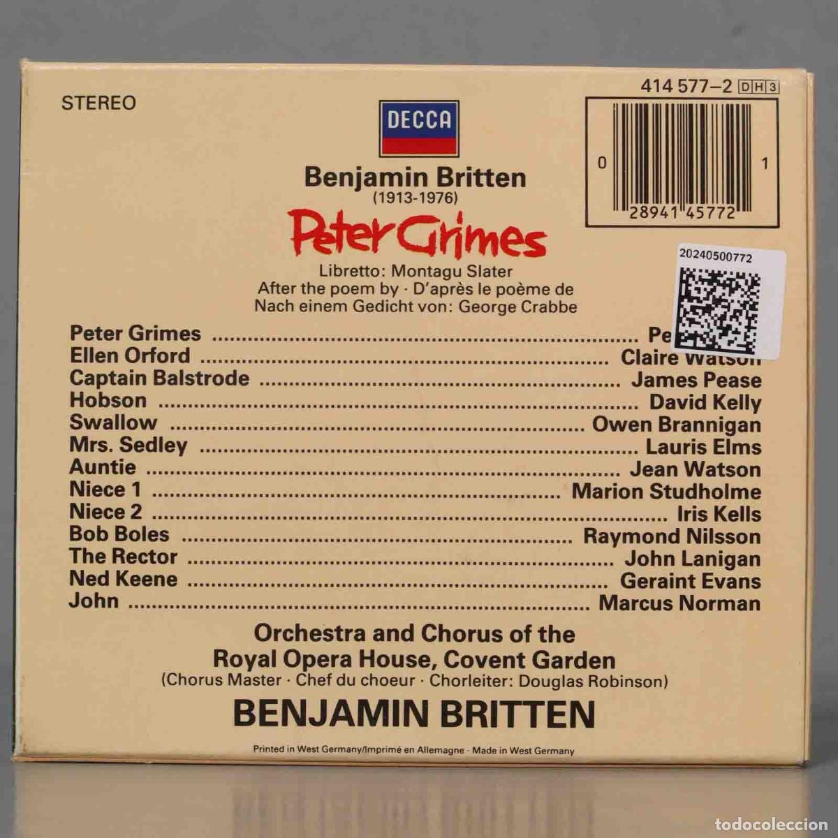 CDs de m&uacute;sica: CD. Benjamin Britten, Peter Pears &ndash; Britten: Peter Grimes - Foto 2