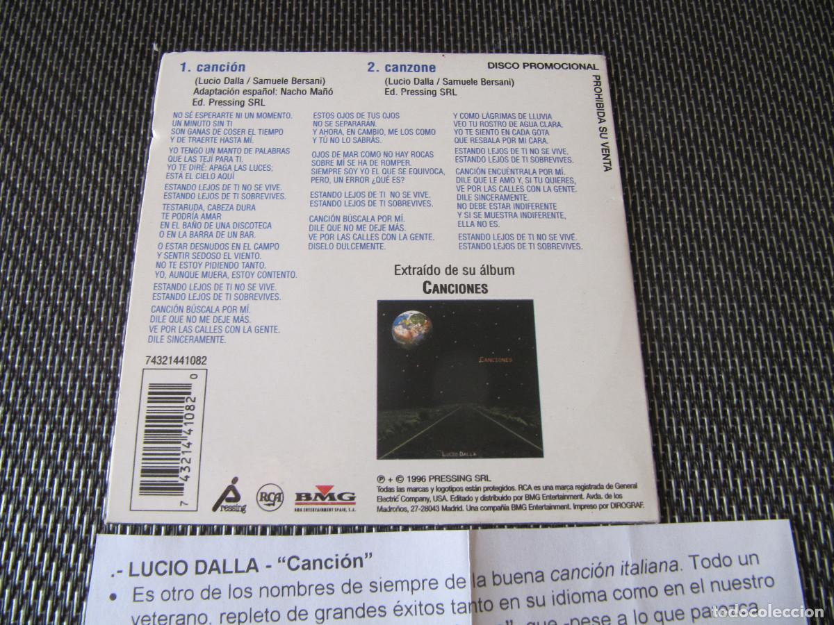 CDs de m&uacute;sica: LUCIO DALLA CANCION CD SINGLE CADENA 100 - Foto 2