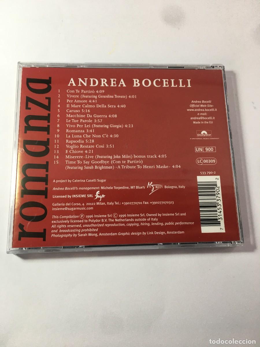CDs de m&uacute;sica: ANDREA BOCELLI - ROMANZA - CD IMPORTADO - Foto 3